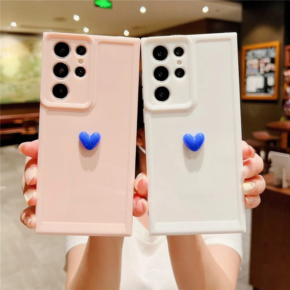 Anymob Samsung Black With Violet Cute 3D Love Heart Case Shockproof Soft Silicone Phone Back Cover