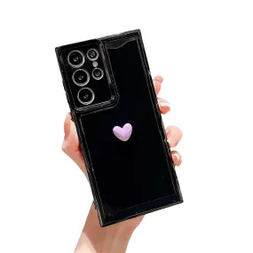 Anymob Samsung Black With Violet Cute 3D Love Heart Case Shockproof Soft Silicone Phone Back Cover