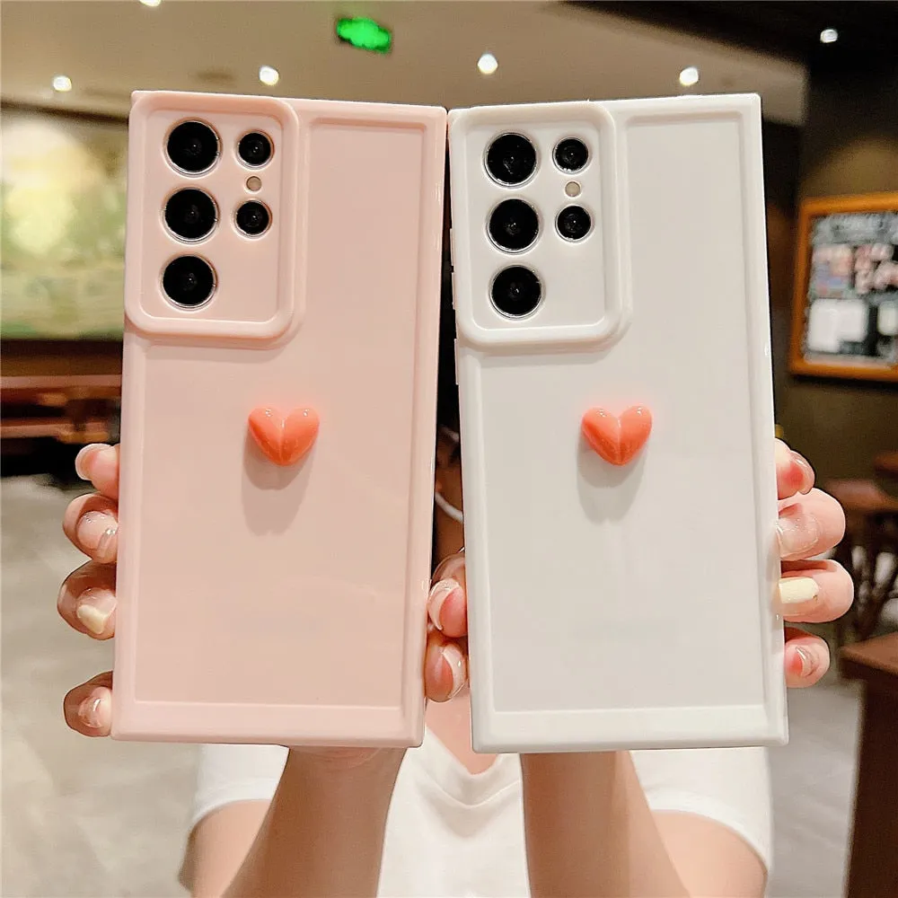 Anymob Samsung Black With Yellow Cute 3D Love Heart Case Shockproof Soft Silicone Phone Back Cover