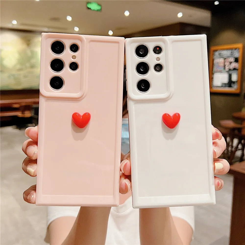 Anymob Samsung Black With Yellow Cute 3D Love Heart Case Shockproof Soft Silicone Phone Back Cover