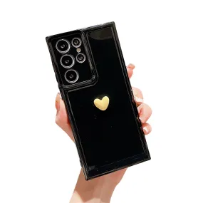 Anymob Samsung Black With Yellow Cute 3D Love Heart Case Shockproof Soft Silicone Phone Back Cover