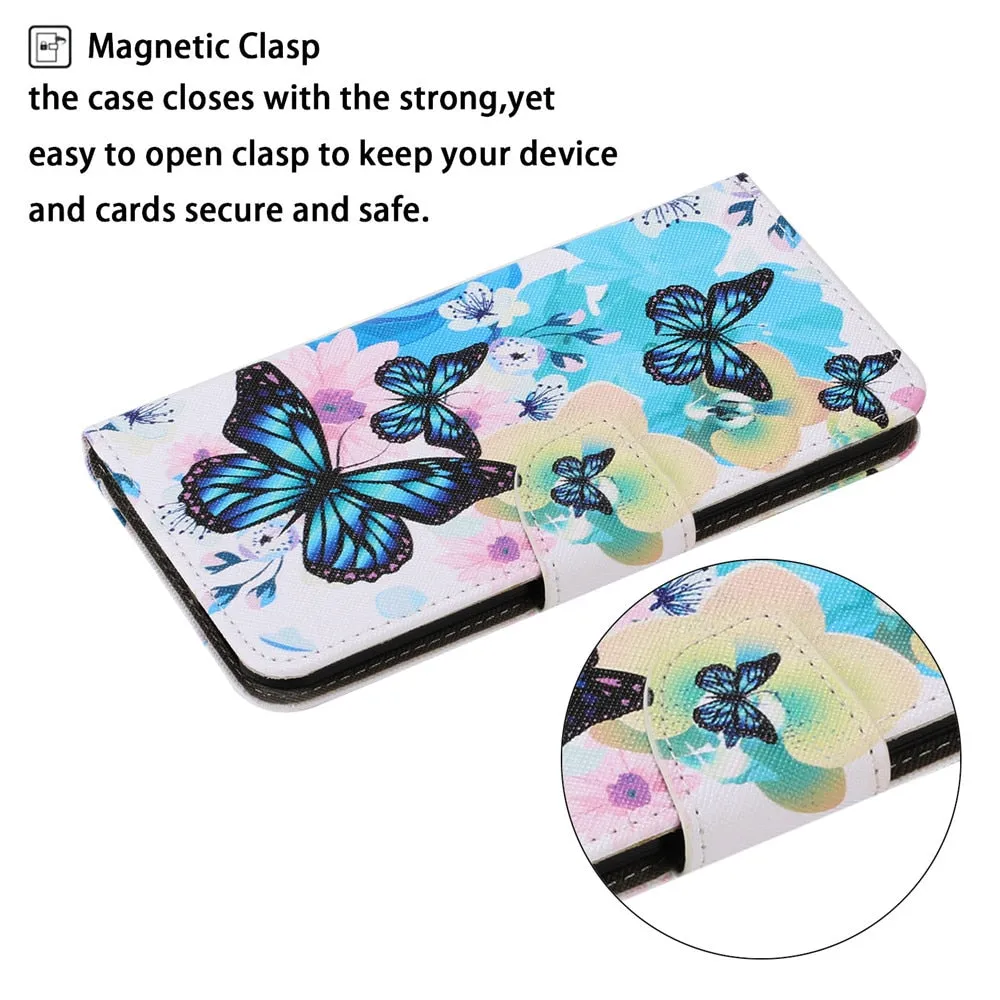 Anymob Samsung Blue Rose Wolf Painted Case Flip Wallet Leather Phone Cover