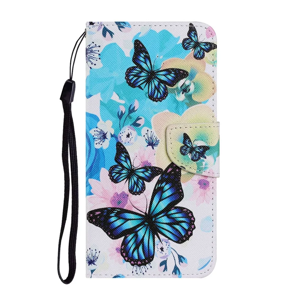 Anymob Samsung Blue Rose Wolf Painted Case Flip Wallet Leather Phone Cover