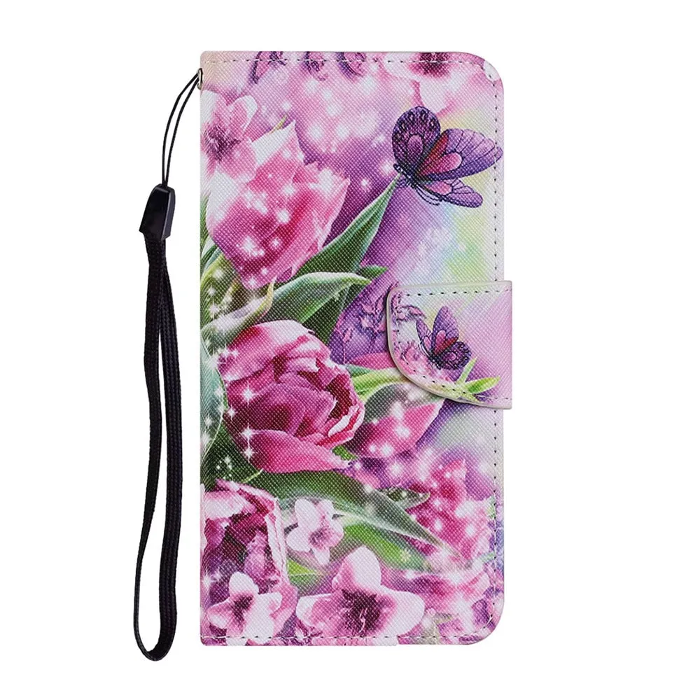 Anymob Samsung Blue Rose Wolf Painted Case Flip Wallet Leather Phone Cover