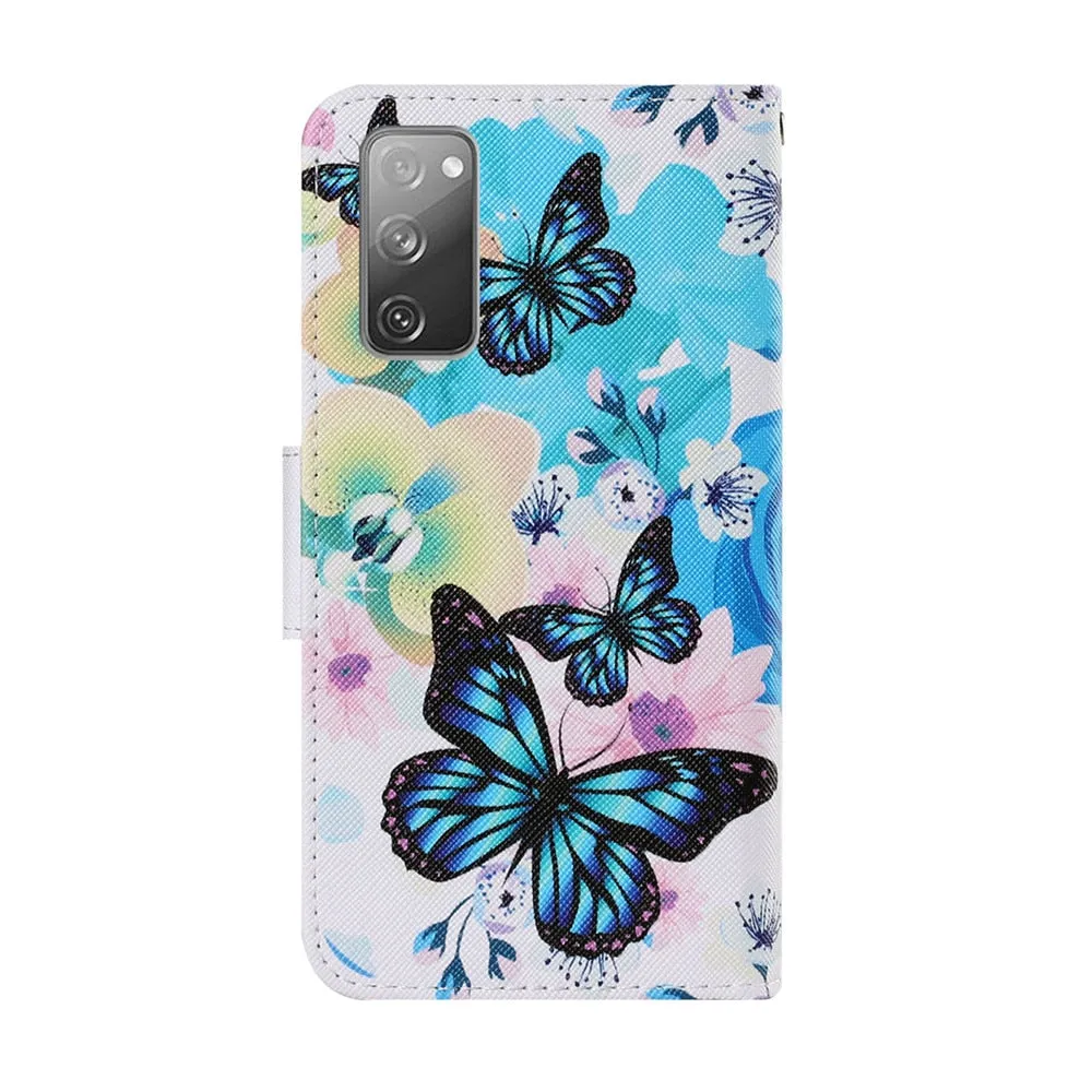 Anymob Samsung Blue Rose Wolf Painted Case Flip Wallet Leather Phone Cover