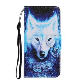 Anymob Samsung Blue Rose Wolf Painted Case Flip Wallet Leather Phone Cover