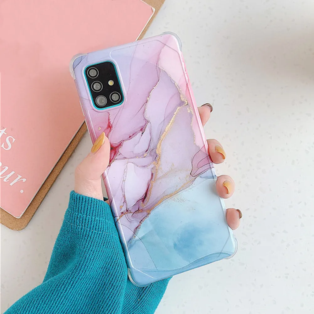 Anymob Samsung Blue Wave Marble Phone Case Silicone Shockproof Cover