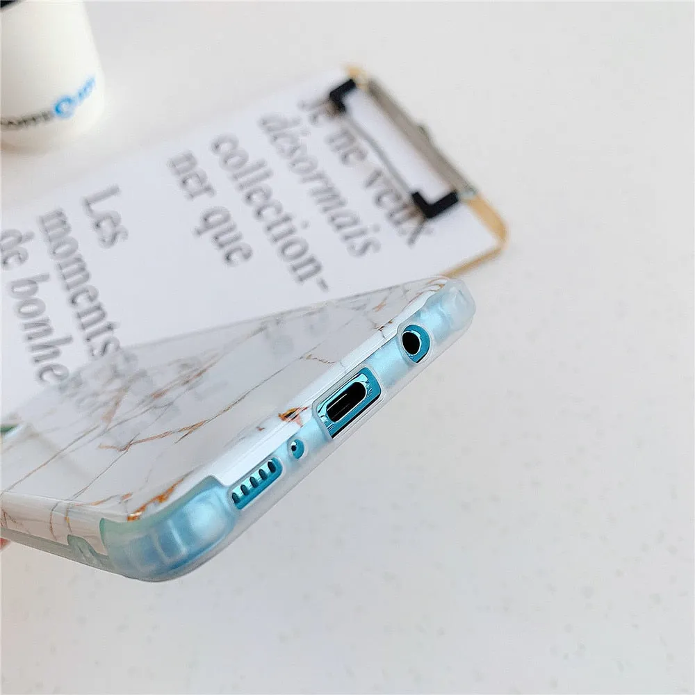 Anymob Samsung Blue Wave Marble Phone Case Silicone Shockproof Cover