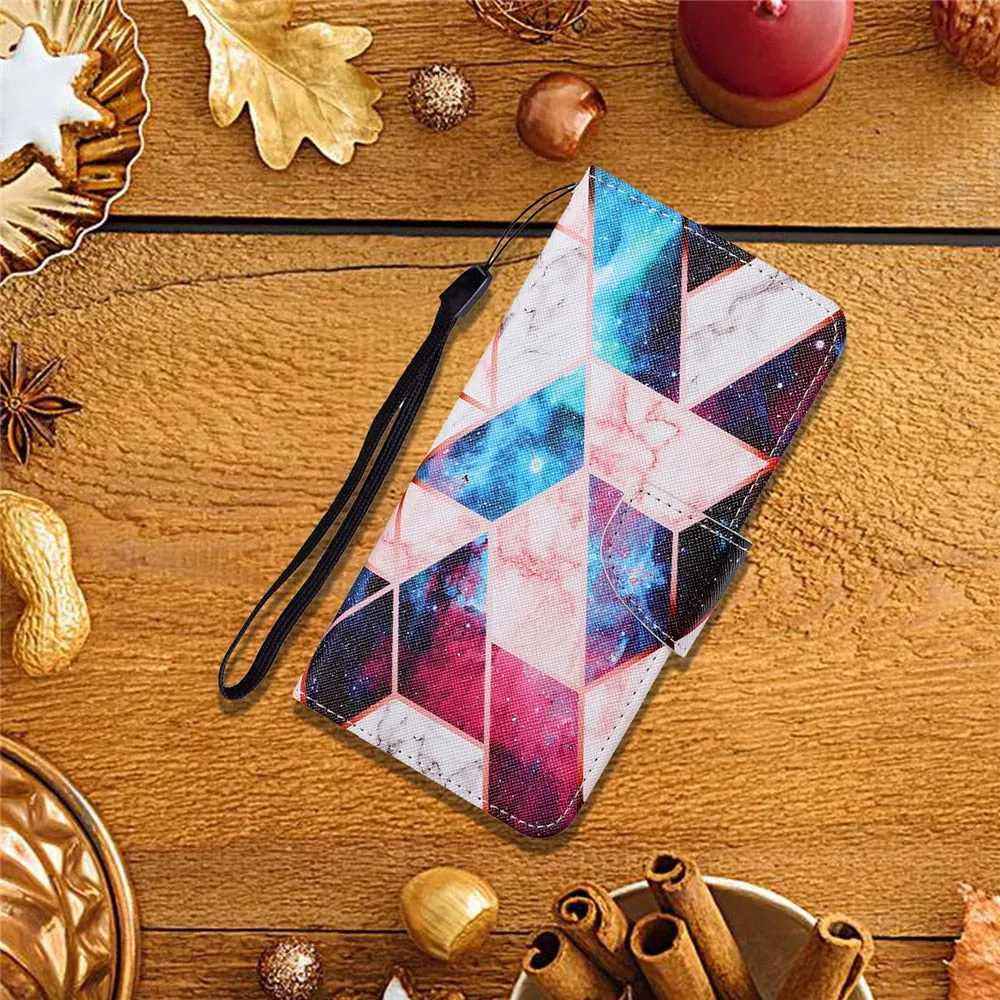 Anymob Samsung Cat Silhouette Pattern Phone Case Magnetic Flip Leather Wallet Painted Cover
