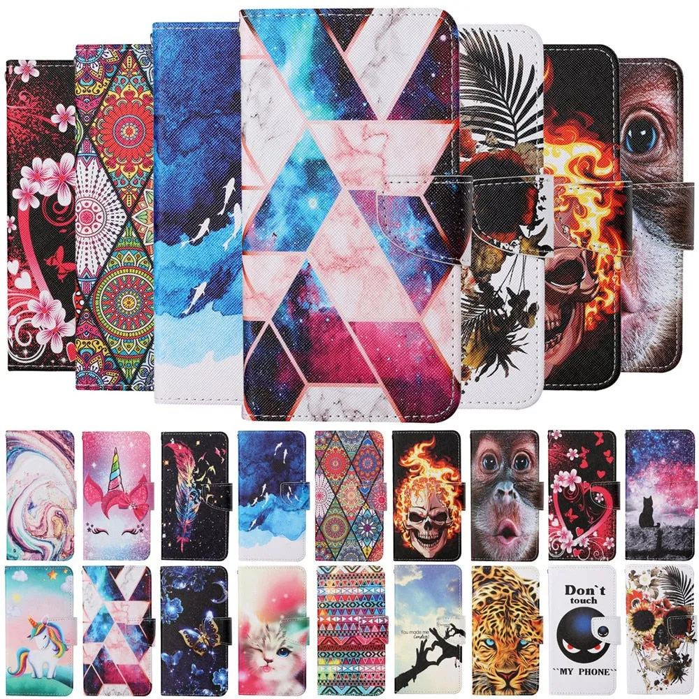 Anymob Samsung Cat Silhouette Pattern Phone Case Magnetic Flip Leather Wallet Painted Cover