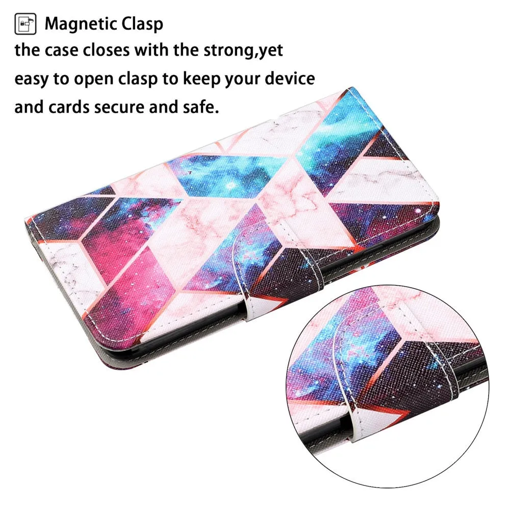 Anymob Samsung Cat Silhouette Pattern Phone Case Magnetic Flip Leather Wallet Painted Cover