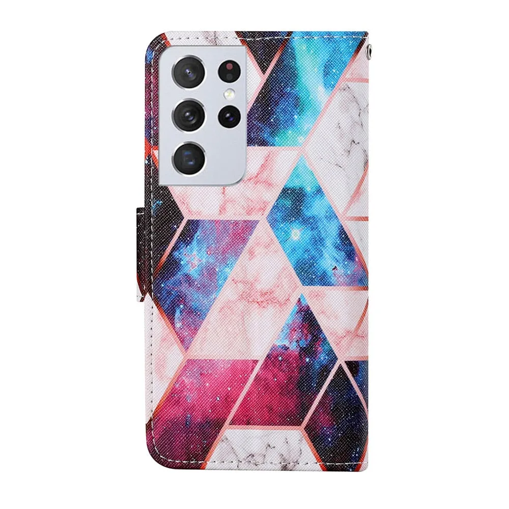 Anymob Samsung Cat Silhouette Pattern Phone Case Magnetic Flip Leather Wallet Painted Cover
