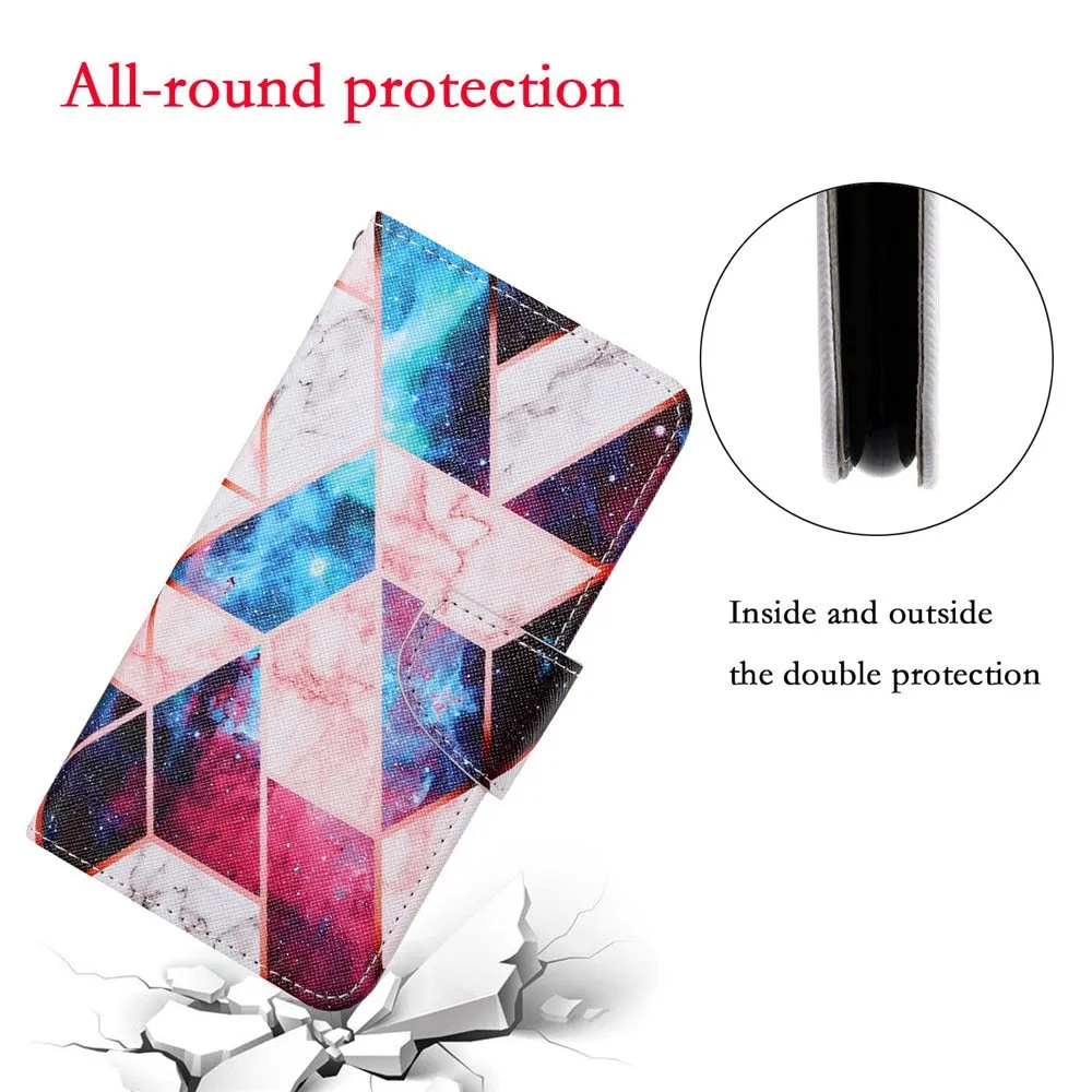 Anymob Samsung Cat Silhouette Pattern Phone Case Magnetic Flip Leather Wallet Painted Cover