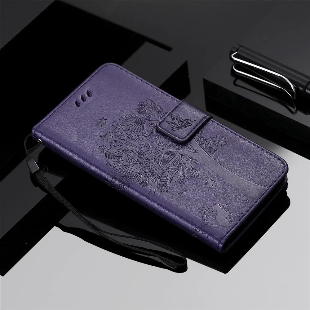 Anymob Samsung Dark Blue Leather Flip Case Cover Phone Bag Shell Cover