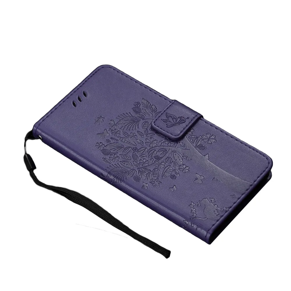 Anymob Samsung Dark Blue Leather Flip Case Cover Phone Bag Shell Cover