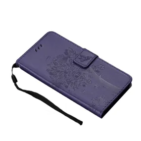 Anymob Samsung Dark Blue Leather Flip Case Cover Phone Bag Shell Cover