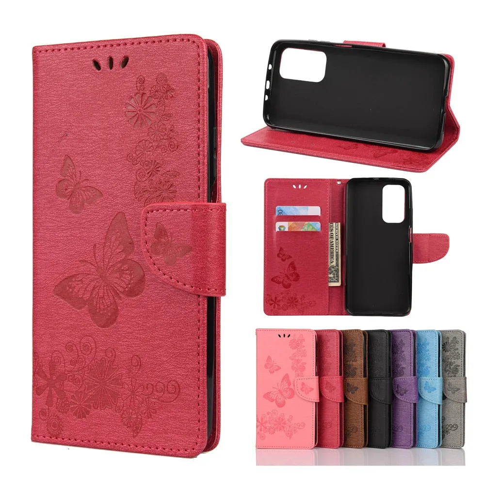 Anymob Samsung Gray Flip Phone Case Big Butterfly Leather Wallet Book Style Cover Shell
