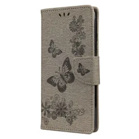 Anymob Samsung Gray Flip Phone Case Big Butterfly Leather Wallet Book Style Cover Shell
