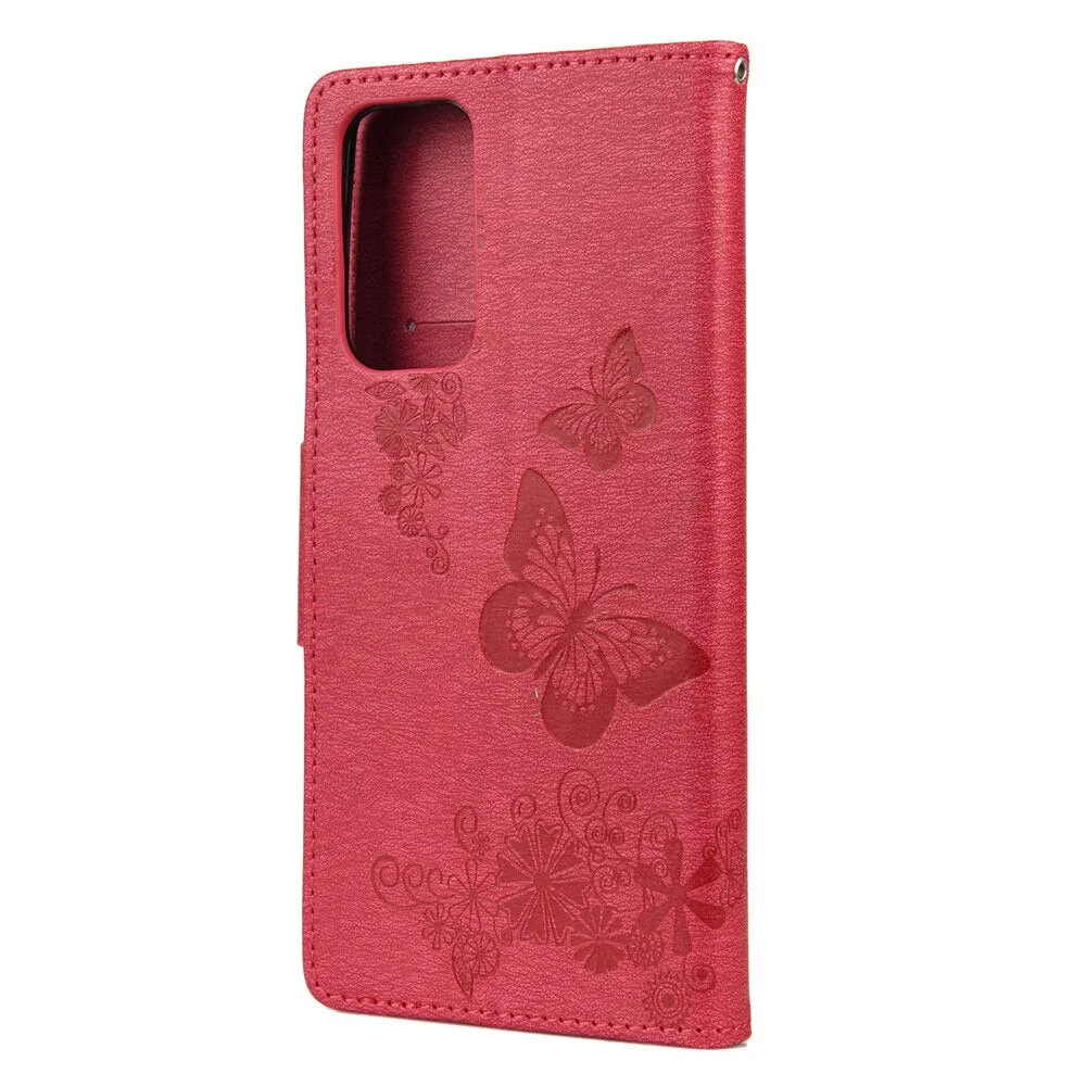 Anymob Samsung Gray Flip Phone Case Big Butterfly Leather Wallet Book Style Cover Shell