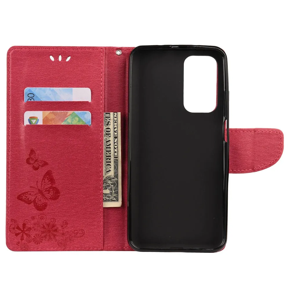 Anymob Samsung Gray Flip Phone Case Big Butterfly Leather Wallet Book Style Cover Shell