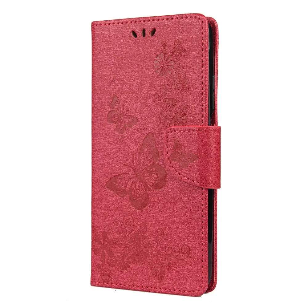 Anymob Samsung Gray Flip Phone Case Big Butterfly Leather Wallet Book Style Cover Shell