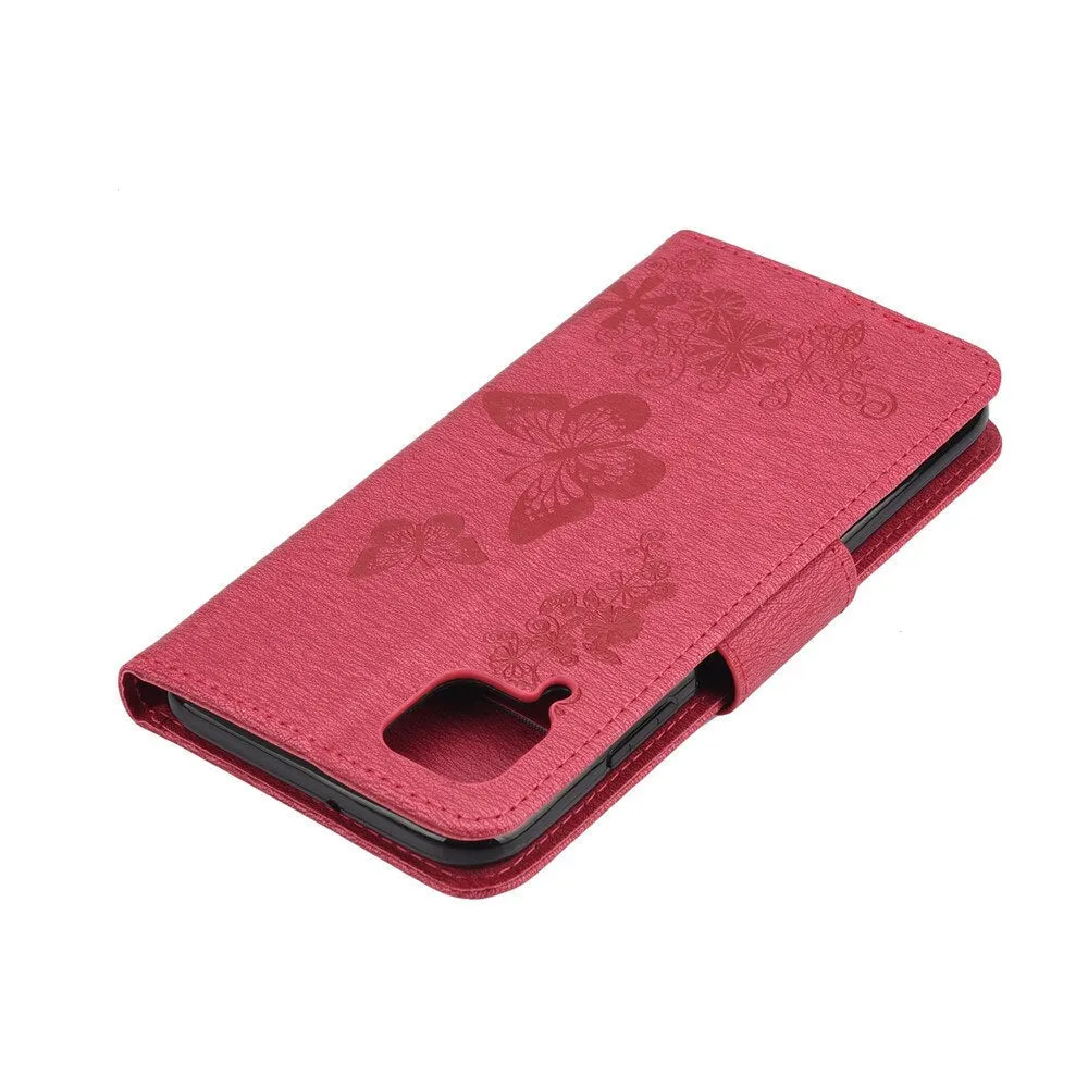 Anymob Samsung Gray Flip Phone Case Big Butterfly Leather Wallet Book Style Cover Shell