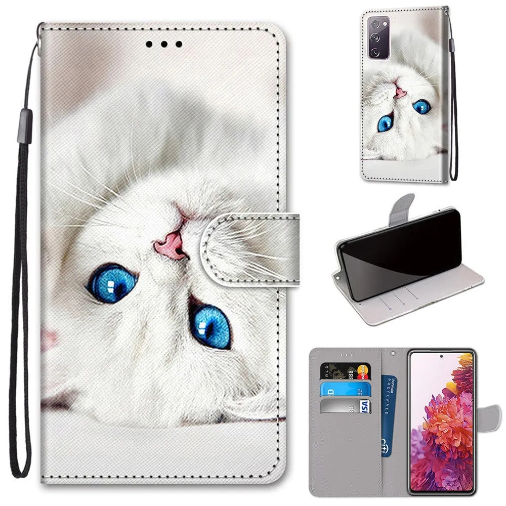Anymob Samsung Gray Kitten Cute Animal Painted Leather Phone Case Flip Wallet Phone Bag Cover