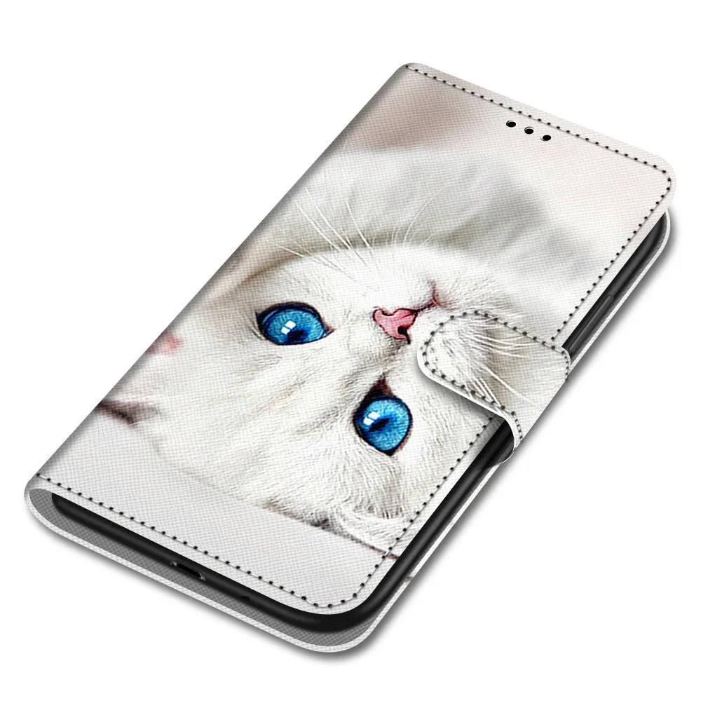 Anymob Samsung Gray Kitten Cute Animal Painted Leather Phone Case Flip Wallet Phone Bag Cover