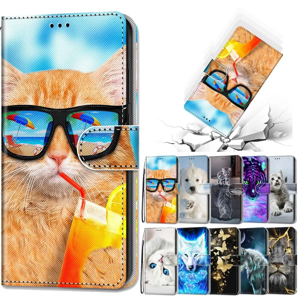 Anymob Samsung Gray Kitten Cute Animal Painted Leather Phone Case Flip Wallet Phone Bag Cover