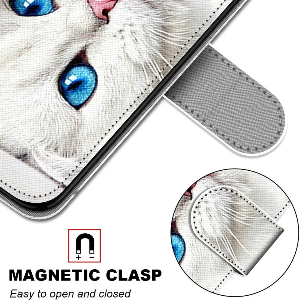 Anymob Samsung Gray Kitten Cute Animal Painted Leather Phone Case Flip Wallet Phone Bag Cover