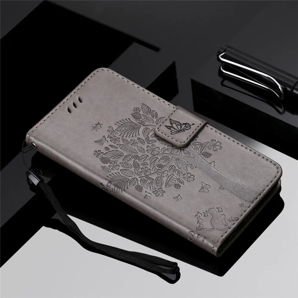Anymob Samsung Gray Leather Flip Case Cover Phone Bag Shell Cover