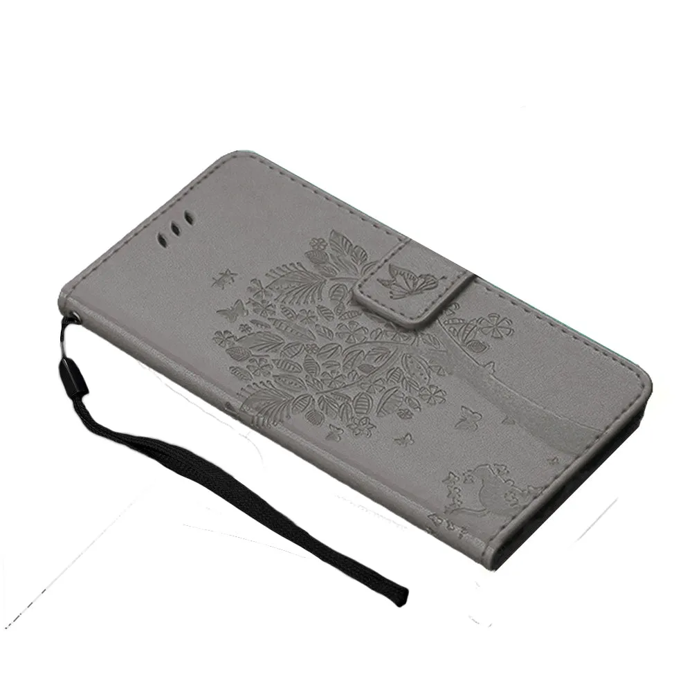 Anymob Samsung Gray Leather Flip Case Cover Phone Bag Shell Cover