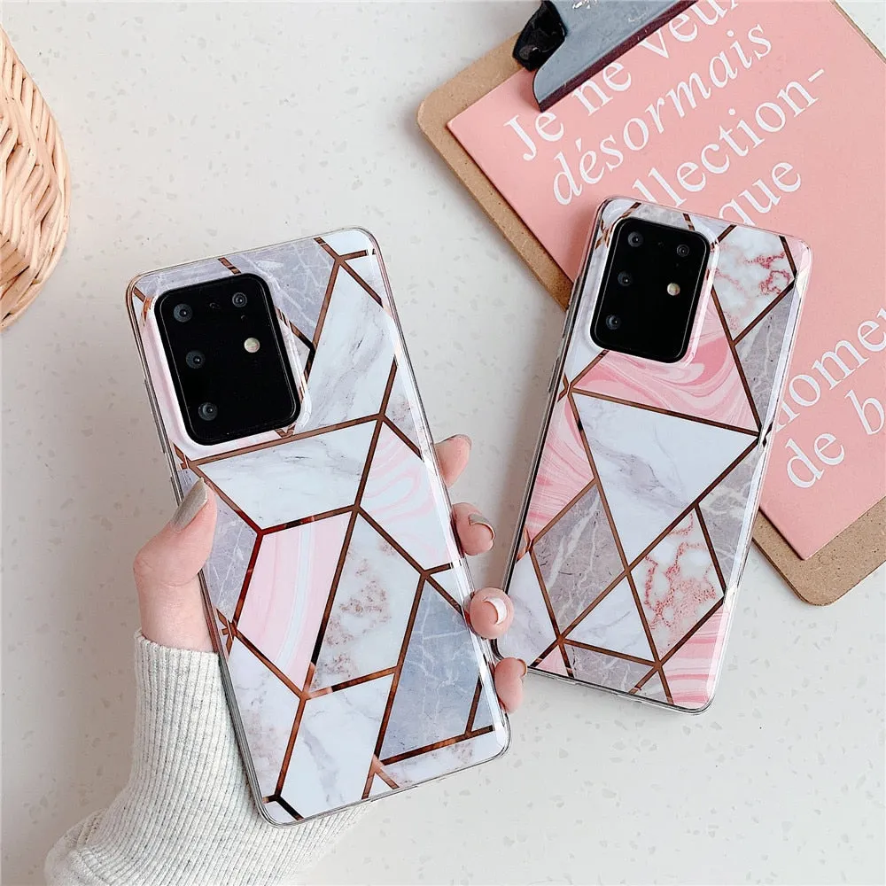 Anymob Samsung Green Geometric Marble Phone Case Silicone Cover
