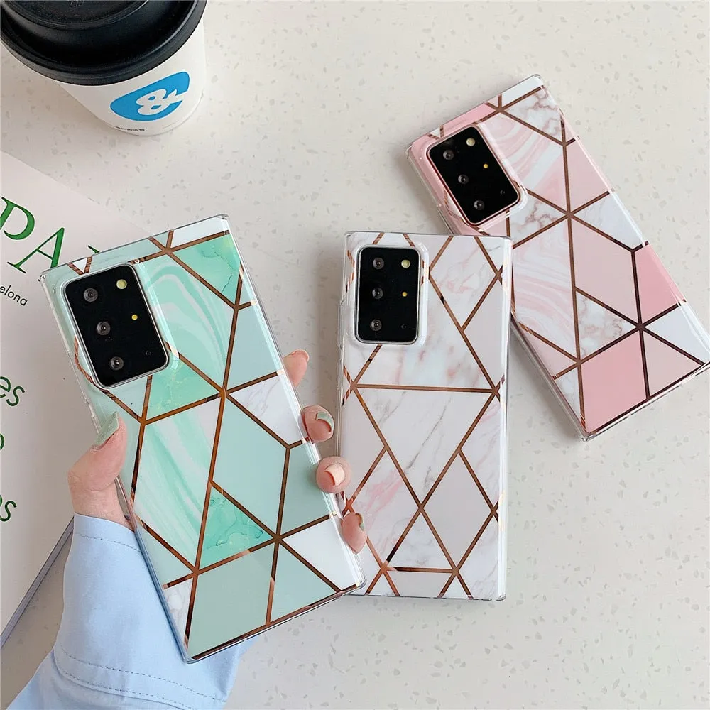 Anymob Samsung Green Geometric Marble Phone Case Silicone Cover