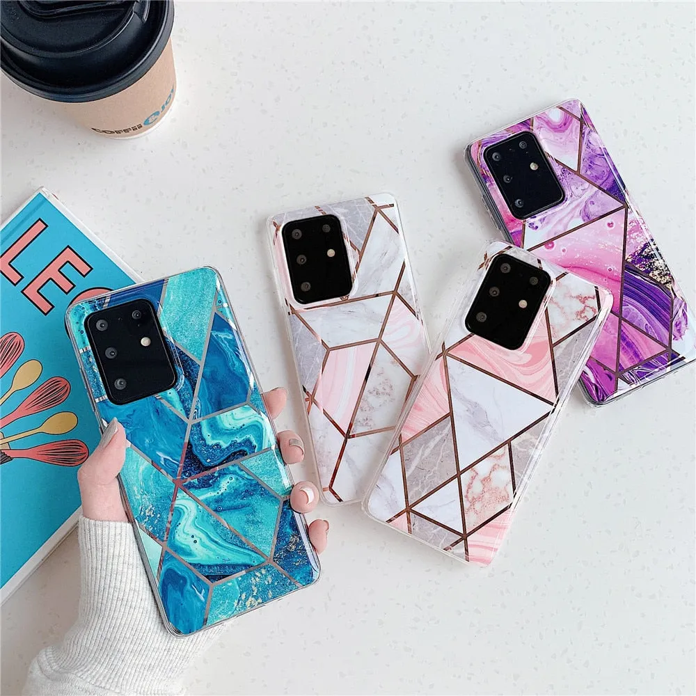 Anymob Samsung Green Geometric Marble Phone Case Silicone Cover