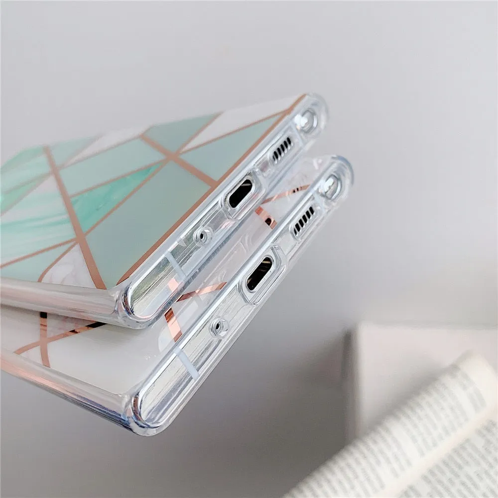 Anymob Samsung Green Geometric Marble Phone Case Silicone Cover