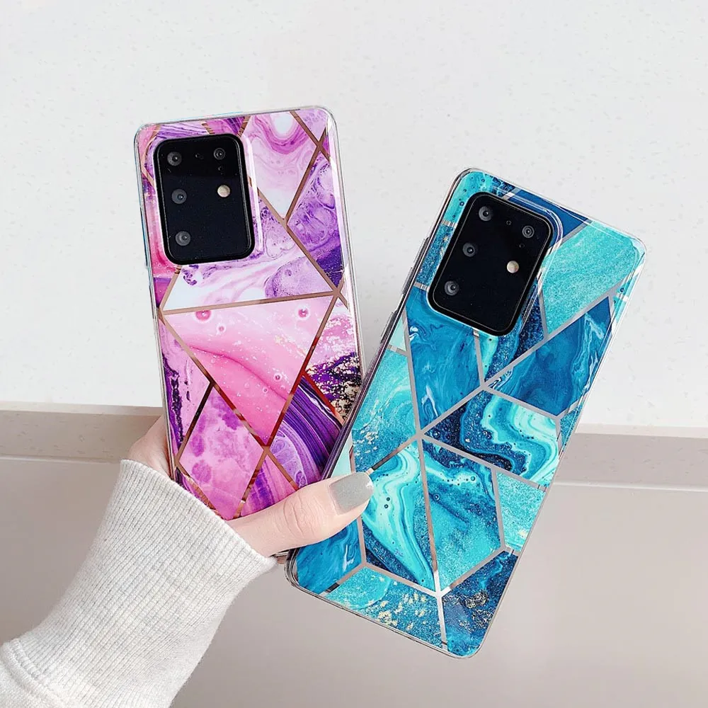Anymob Samsung Green Geometric Marble Phone Case Silicone Cover