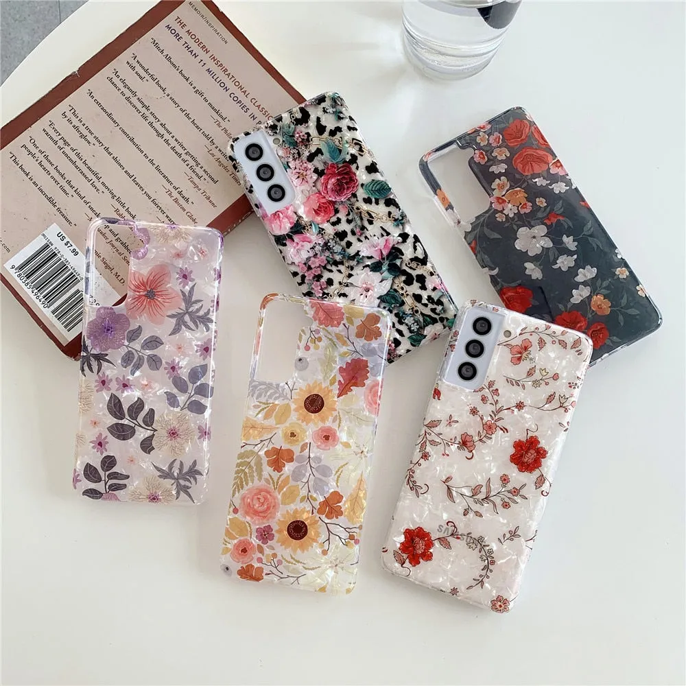 Anymob Samsung Orange Rose Vines Silicone Dream Shell Pattern Case Shockproof Back Cover