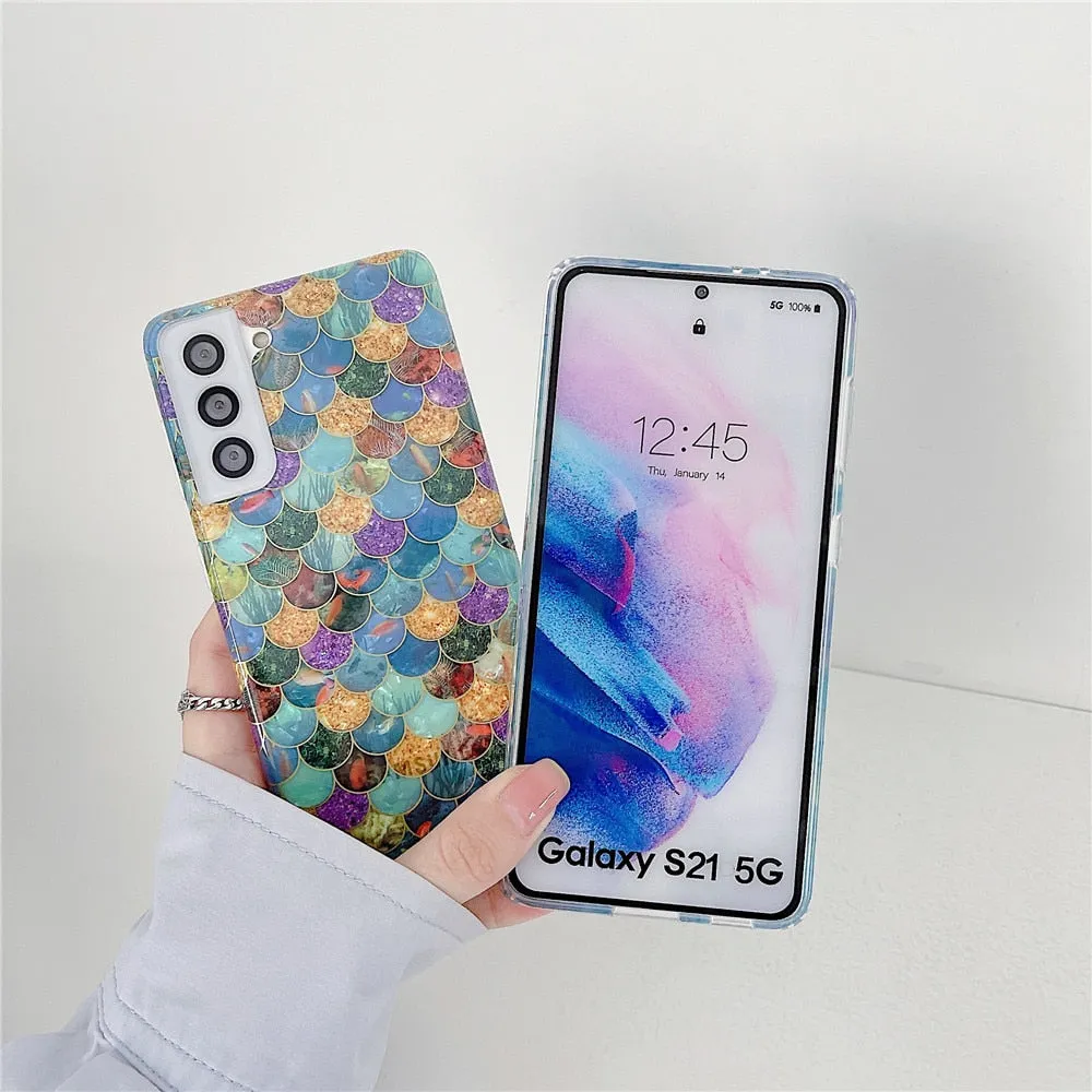 Anymob Samsung Orange Rose Vines Silicone Dream Shell Pattern Case Shockproof Back Cover