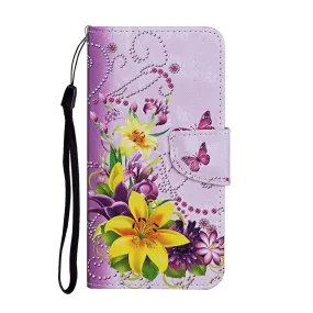 Anymob Samsung Pink And Yellow Flower Flip Wallet Phone Case Leather Stand Function Cover