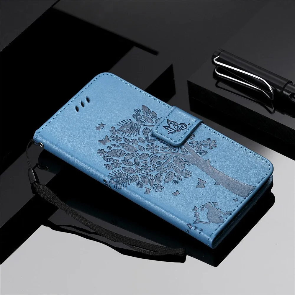 Anymob Samsung Sky Blue Leather Flip Case Cover Phone Bag Shell Cover