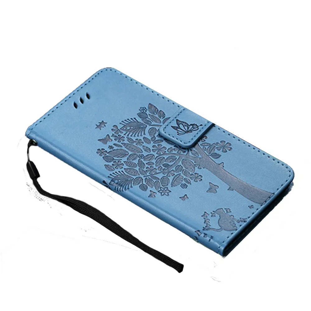 Anymob Samsung Sky Blue Leather Flip Case Cover Phone Bag Shell Cover