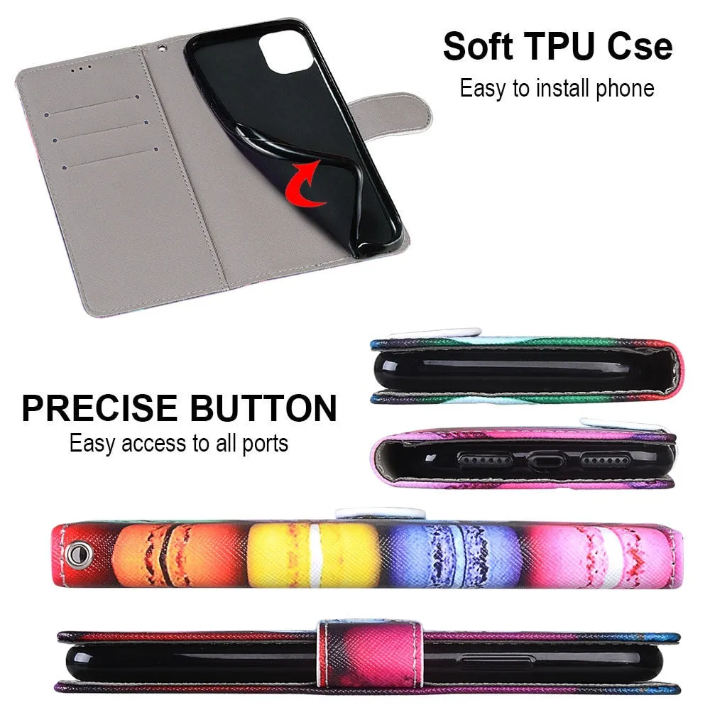 Anymob Samsung Thug Cat Phone Case Magnetic Flip Leather Card  Wallet Cover