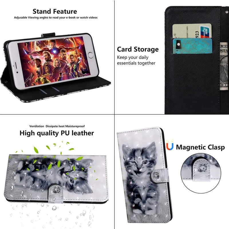 Anymob Samsung Winter Wolf Leather Sparkling Case Wallet Flip Magnetic Cover