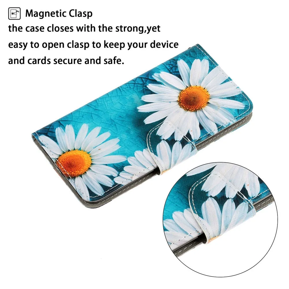 Anymob Samsung Yawning Kitty Magnetic Flip Wallet Case Painted Leather Phone Cover