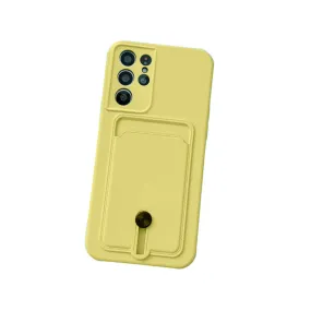Anymob Samsung Yellow Phone Case Soft Silicone Card Slots Cover