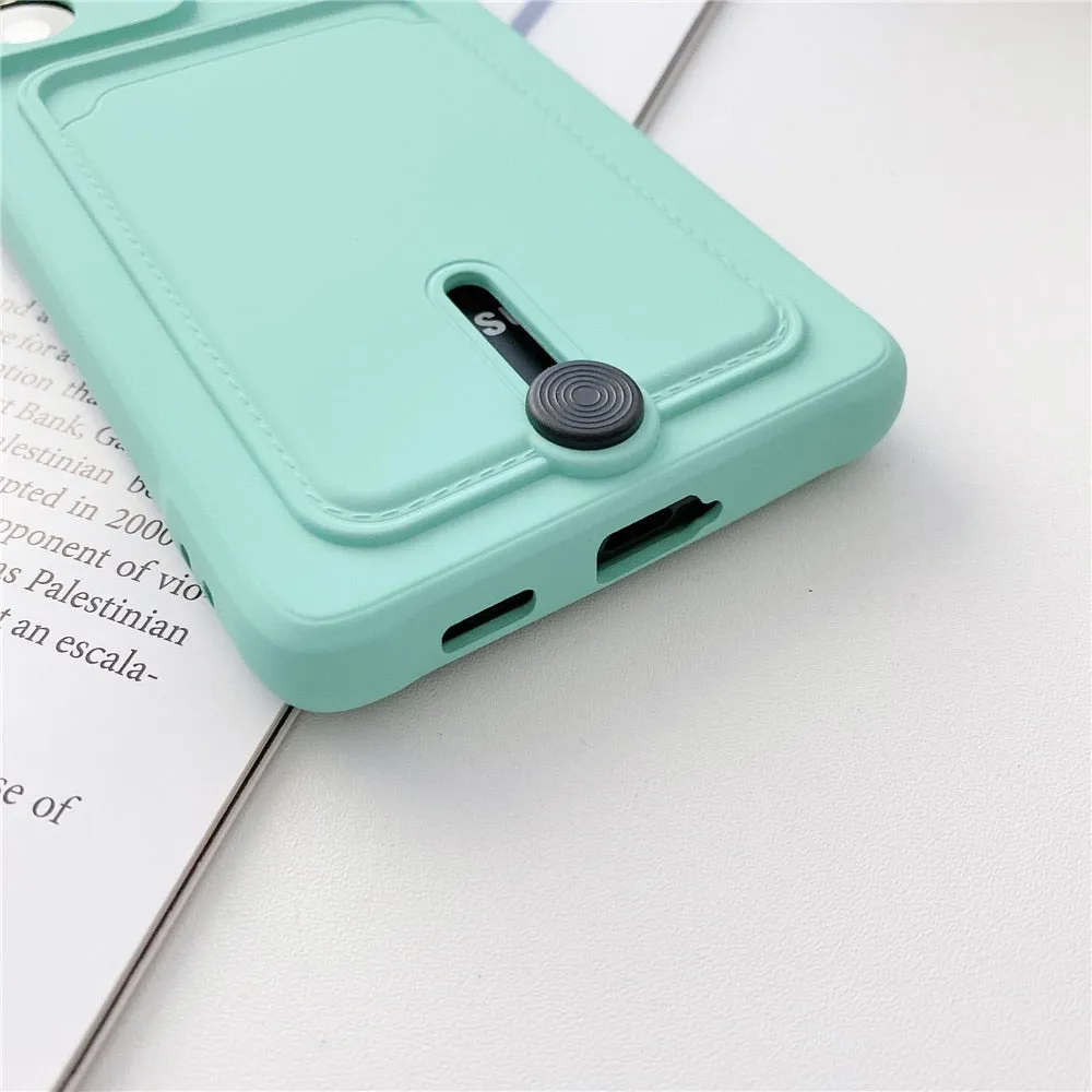 Anymob Samsung Yellow Phone Case Soft Silicone Card Slots Cover