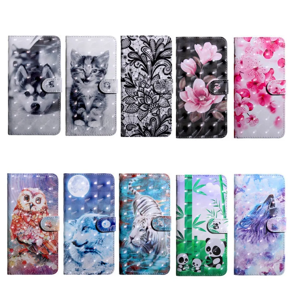 Anymob Xiaomi Redmi Phone Case Black Wolf Leather Flip Wallet Cover