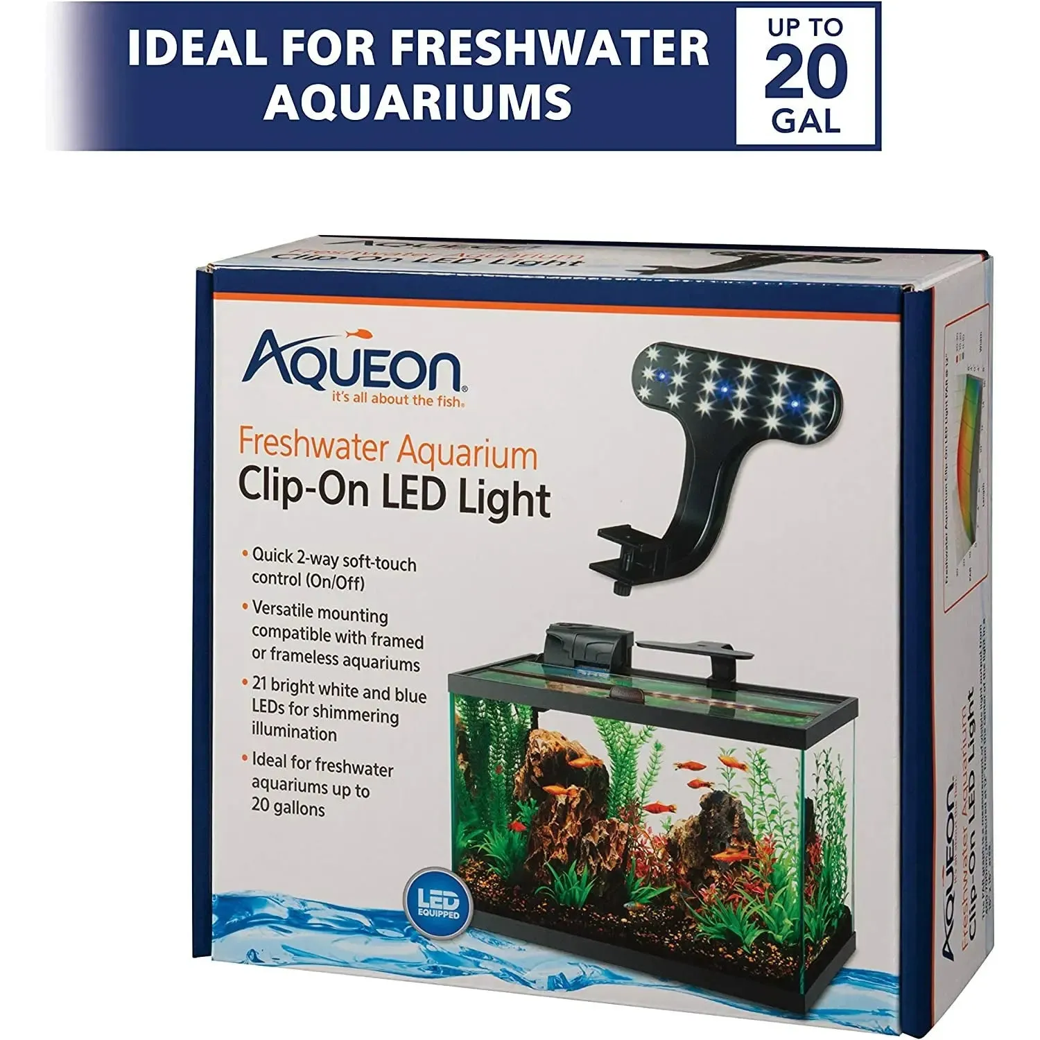 Aqueon® Freshwater Aquarium Clip-on LED Light 8 X 7 X 4.75 Inch