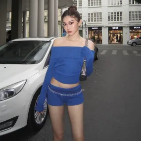 Audrey One-Shoulder Blue Two-Piece